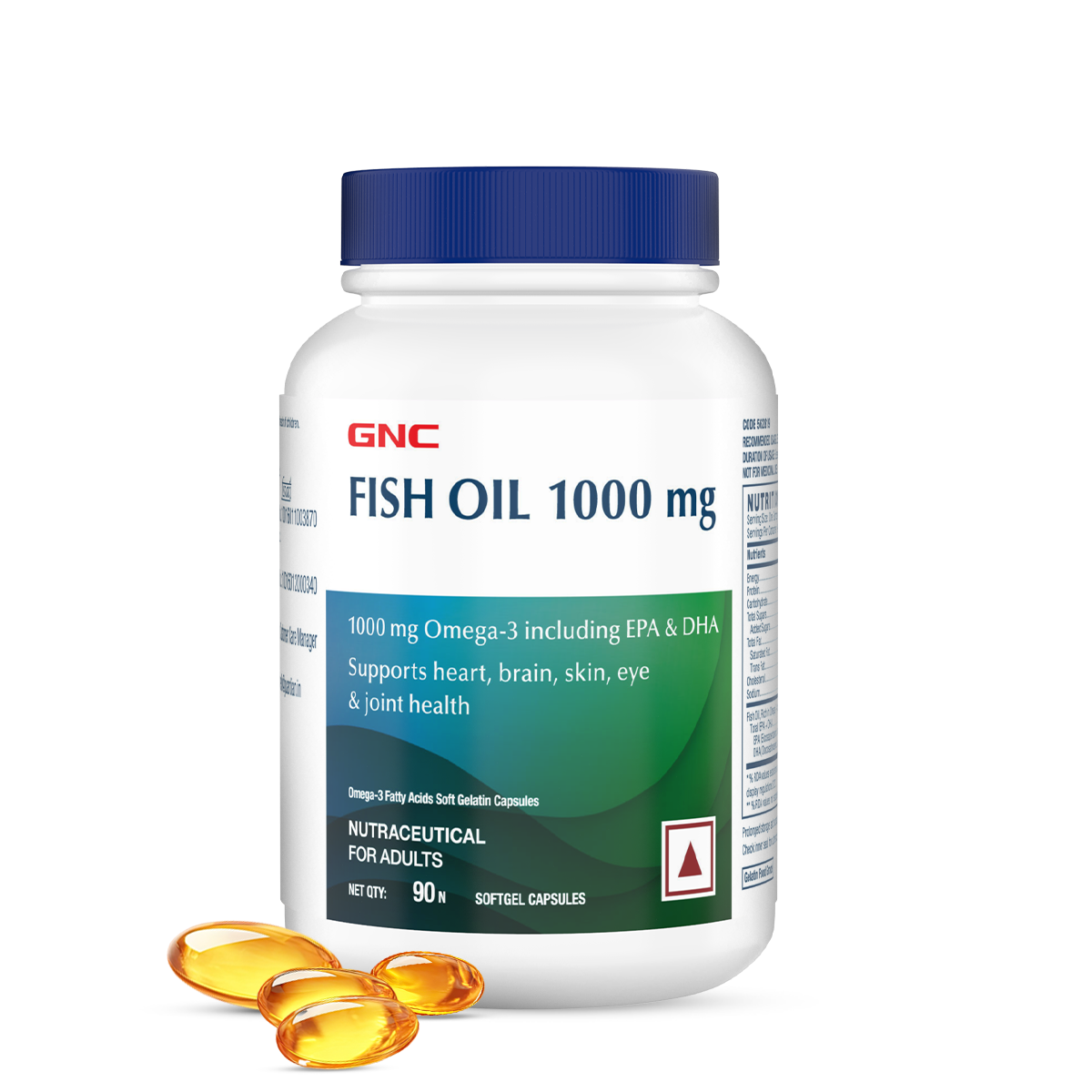 GNC Fish Oil - Omega 3 Capsules - 1000mg - Healthy Vision, Heart, Skin, Brain & Joints