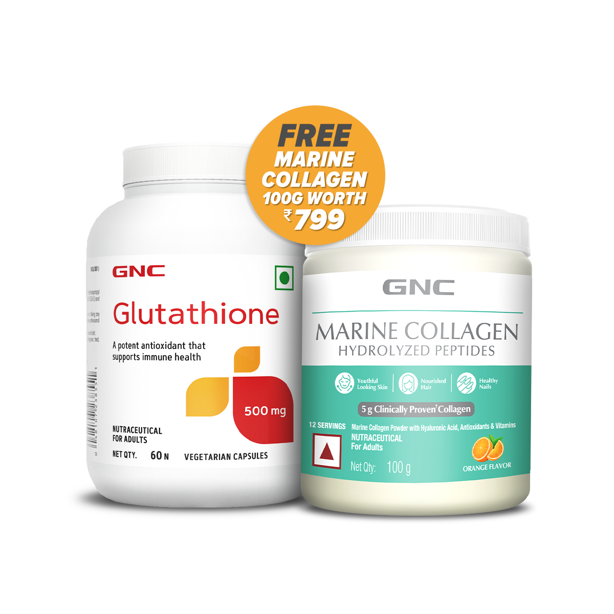 GNC L-Glutathione -  Brightens Skin and Fades Dark Spots & Pigmentation