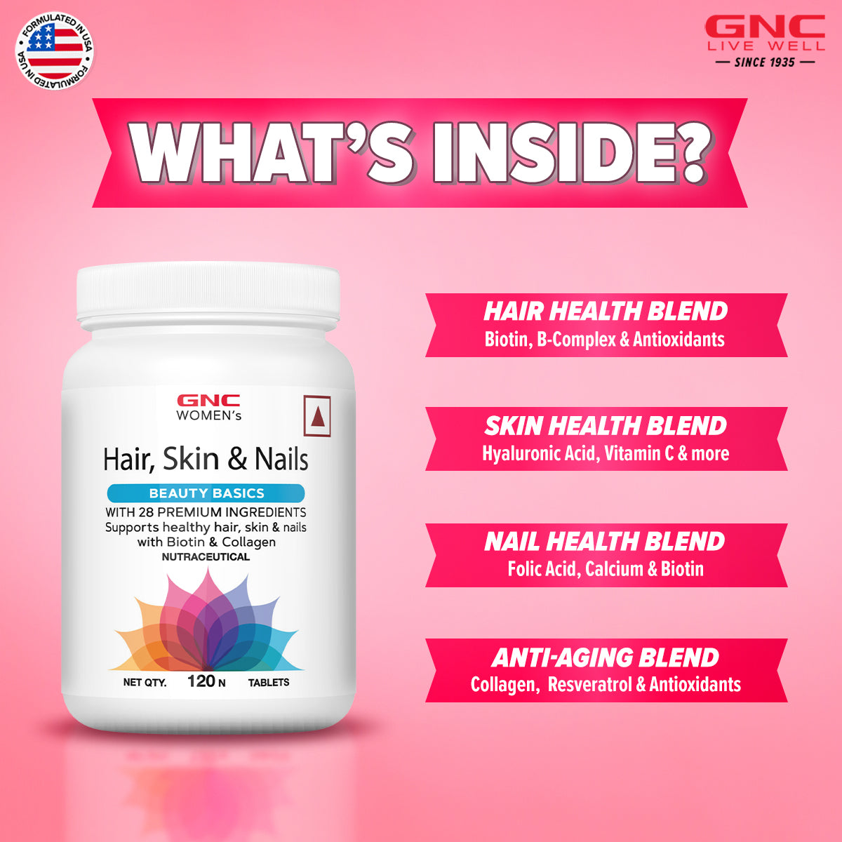 GNC Women's Hair, Skin & Nails - Clearance Sale - - For Stronger Hair, Clearer Skin, and Healthier Nails - 120 Tablets