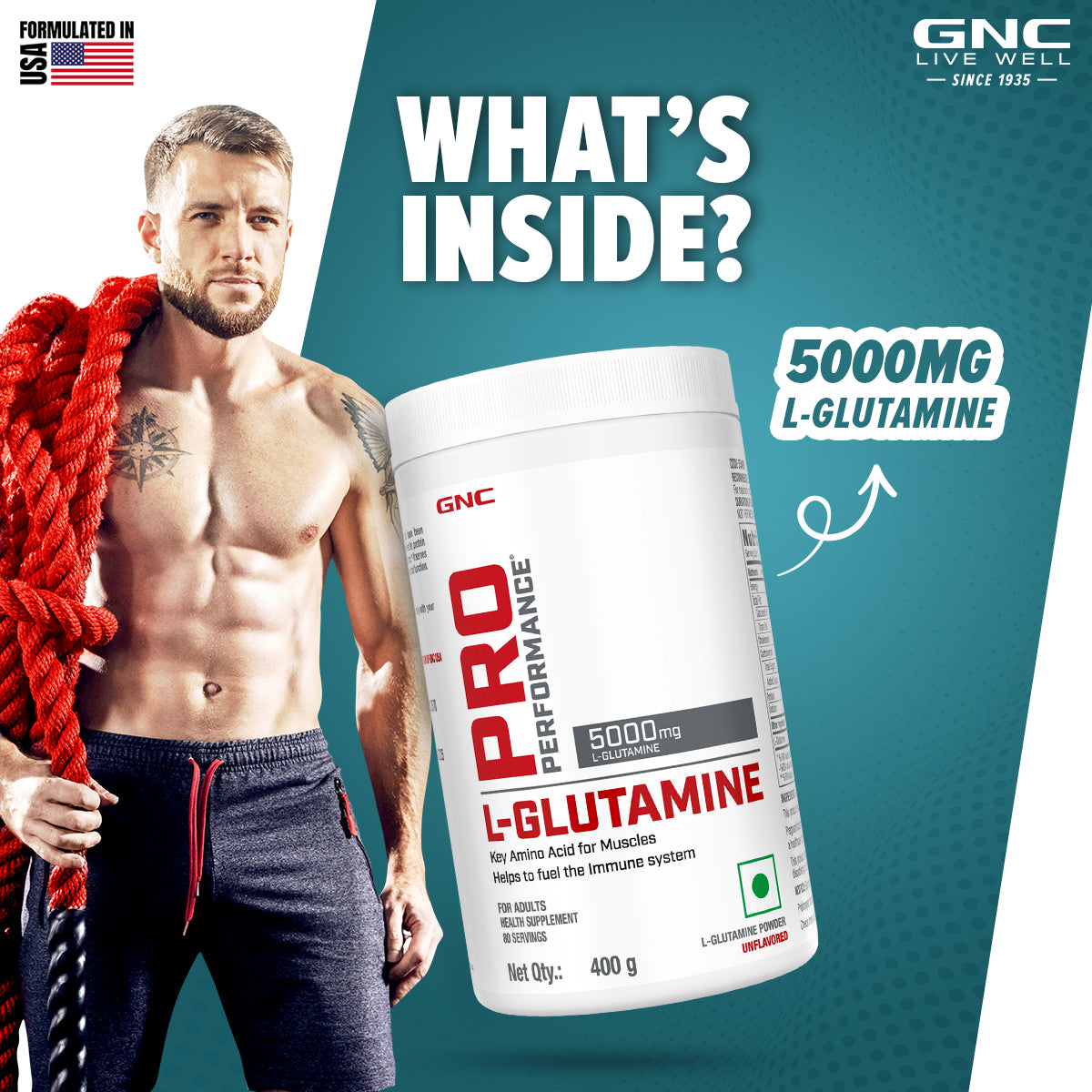 GNC Pro Performance L Glutamine 250 gm GNC India