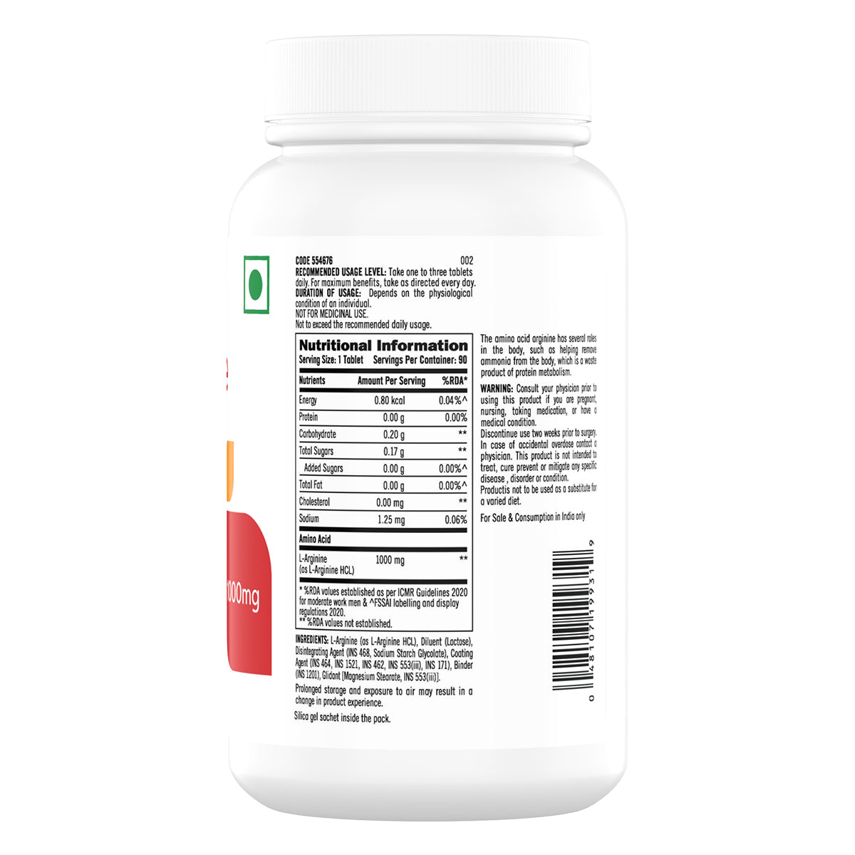 GNC L-Arginine 1000mg - Clearance Sale - Boosts Energy & Endurance | Improves Blood Flow