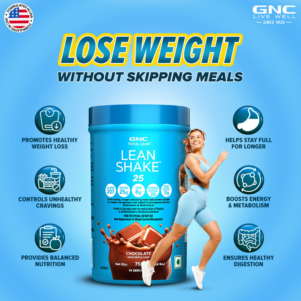 GNC Total Lean® Lean Shake™ 25 - Healthy Weight-Loss Meal Replacer with Balanced Nutrition