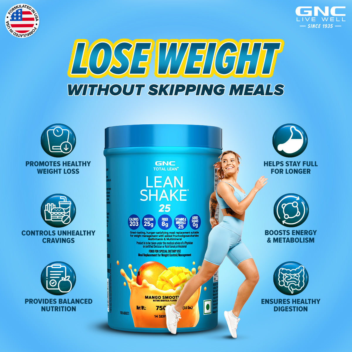 GNC Total Lean® Lean Shake™ 25 - Healthy Weight-Loss Meal Replacer with Balanced Nutrition