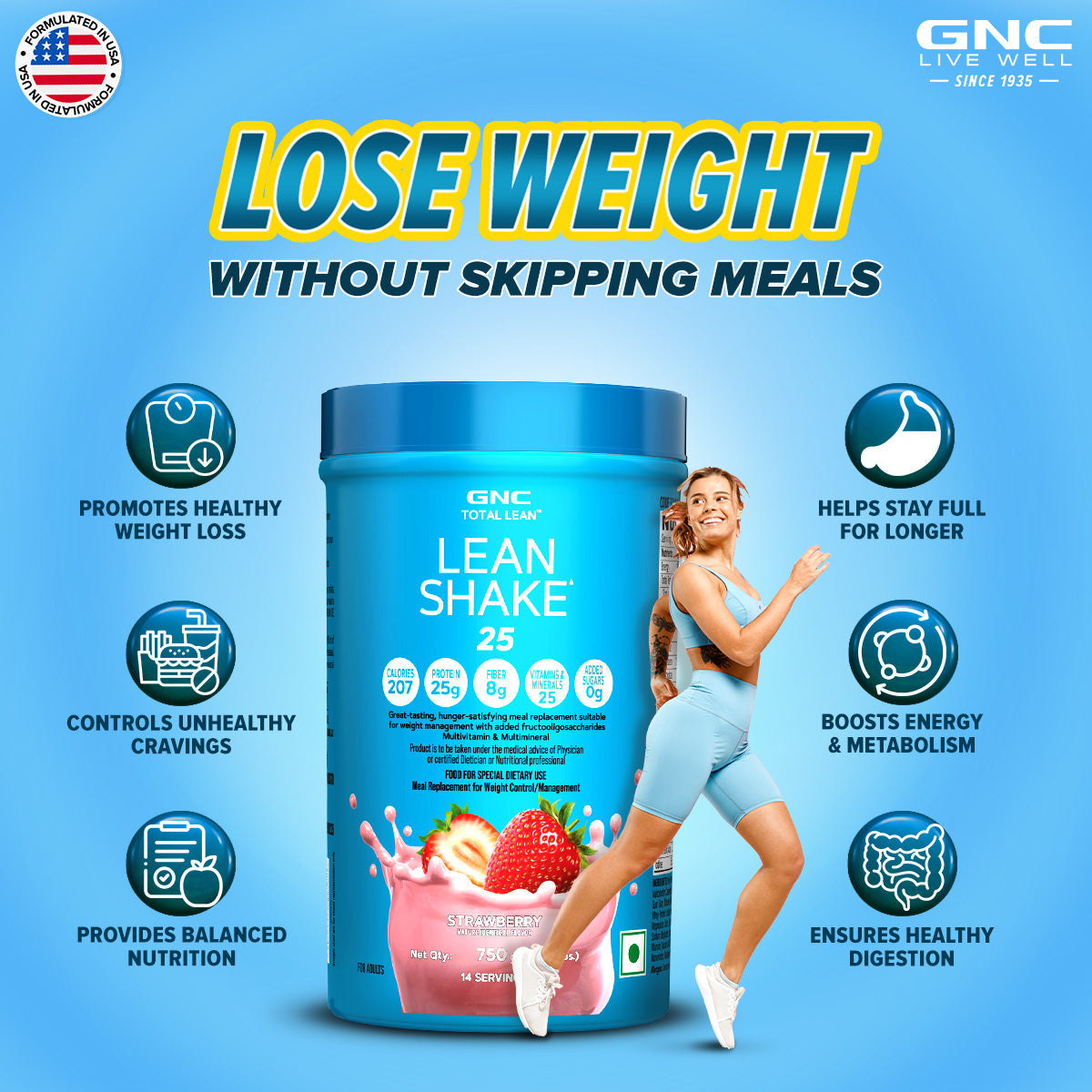 GNC Total Lean® Lean Shake™ 25 - Clearance Sale - Healthy Weight-Loss Meal Replacer with Balanced Nutrition