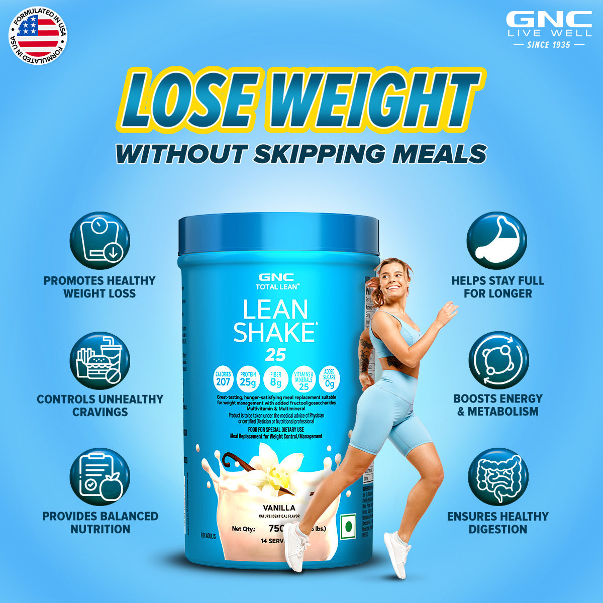 GNC Total Lean® Lean Shake™ 25 - Healthy Weight-Loss Meal Replacer with Balanced Nutrition