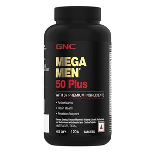 GNC Mega Men 50 Plus Multivitamin -  For Healthy Heart, Prostate Support & Well-Being - 120 Tablets