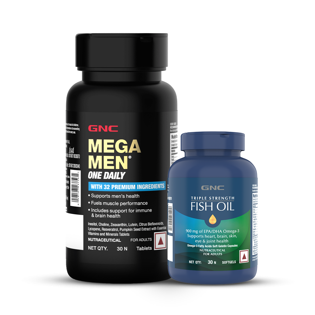 GNC Mega Men One Daily Multivitamin + Triple Strength Fish Oil - Builds Muscle Strength | Boosts Energy & Immunity | Maintains Healthy Cholesterol | Improves Joint & Heart Health