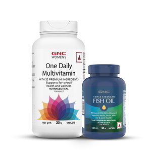 GNC Womens One Daily Multivitamin + Triple Strength Fish Oil - Boosts Energy & Immunity | Maintains Healthy Cholesterol 