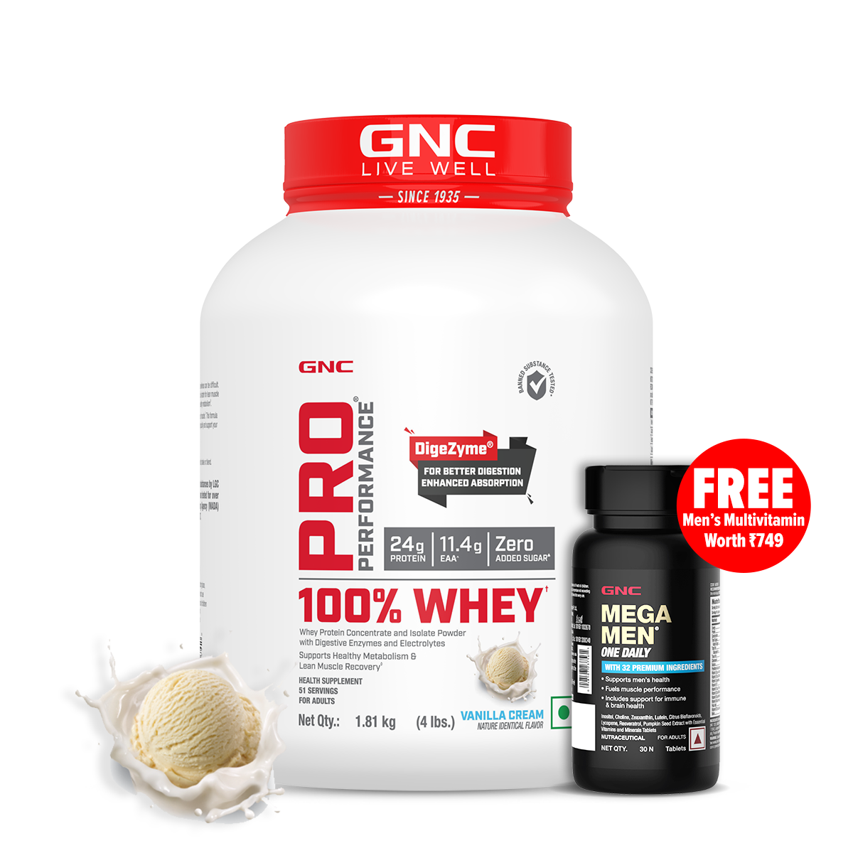 100% Whey Protein - 1 lbs - Faster Recovery & Lean Muscle Gains | Informed Choice Certified