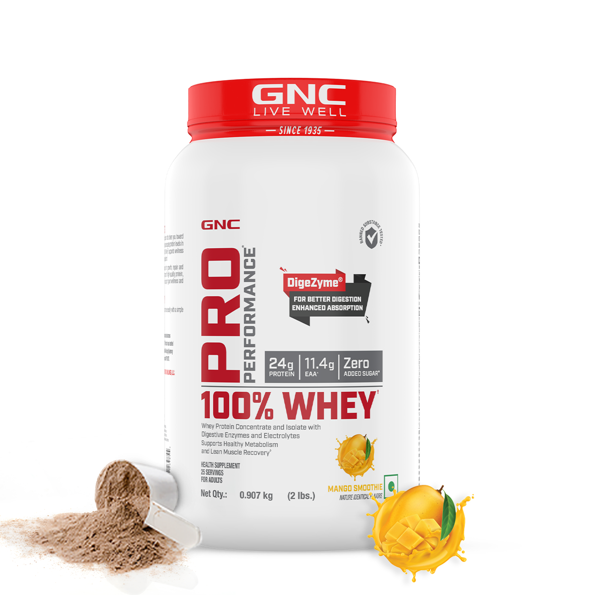 100% Whey Protein - 1 lbs - Faster Recovery & Lean Muscle Gains | Informed Choice Certified