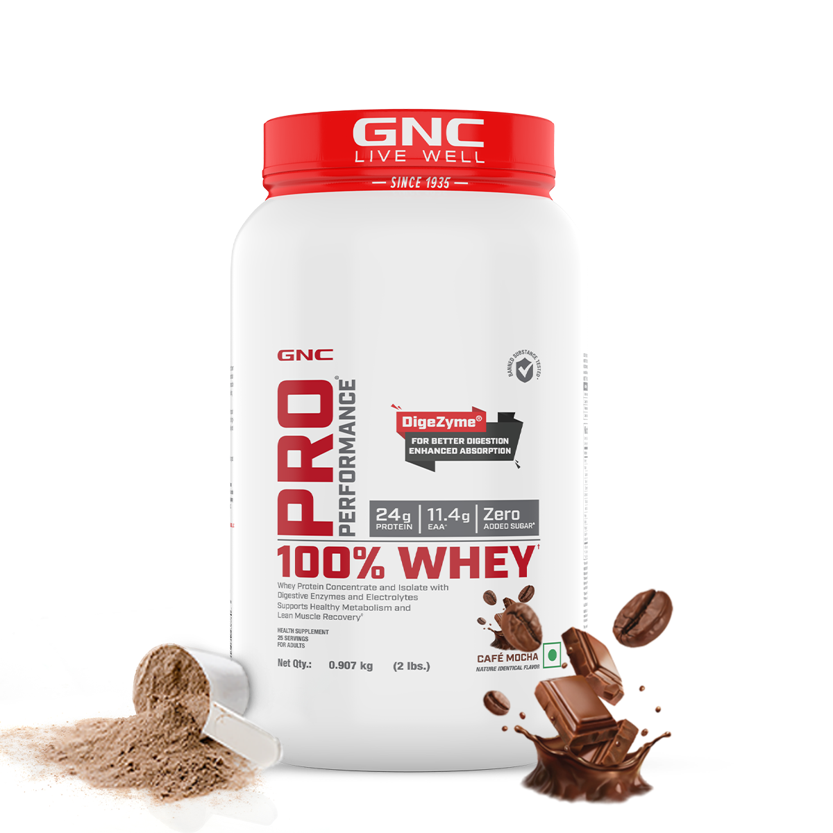 GNC Pro Performance 100% Whey Protein - Faster Recovery & Lean Muscle Gains | Informed Choice Certified