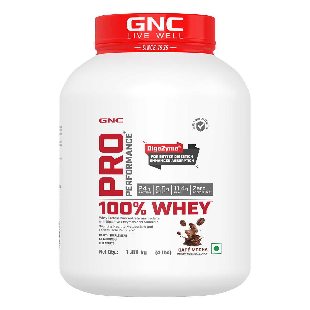 GNC Pro Performance 100% Whey Protein - Faster Recovery & Lean Muscle Gains | Informed Choice Certified