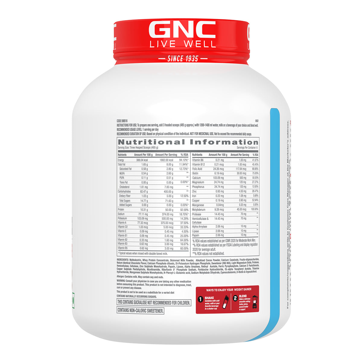 GNC Pro Performance Weight Gainer - High-Calorie, Low-Fat Formula For Healthy Body Gains