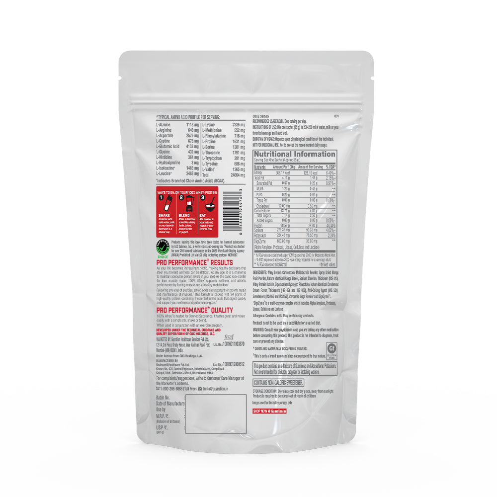 GNC Pro Performance 100% Whey Protein Sachets 35gm (Pack of 2) - GrowFitter Exclusive - Faster Recovery & Lean Muscle Gains