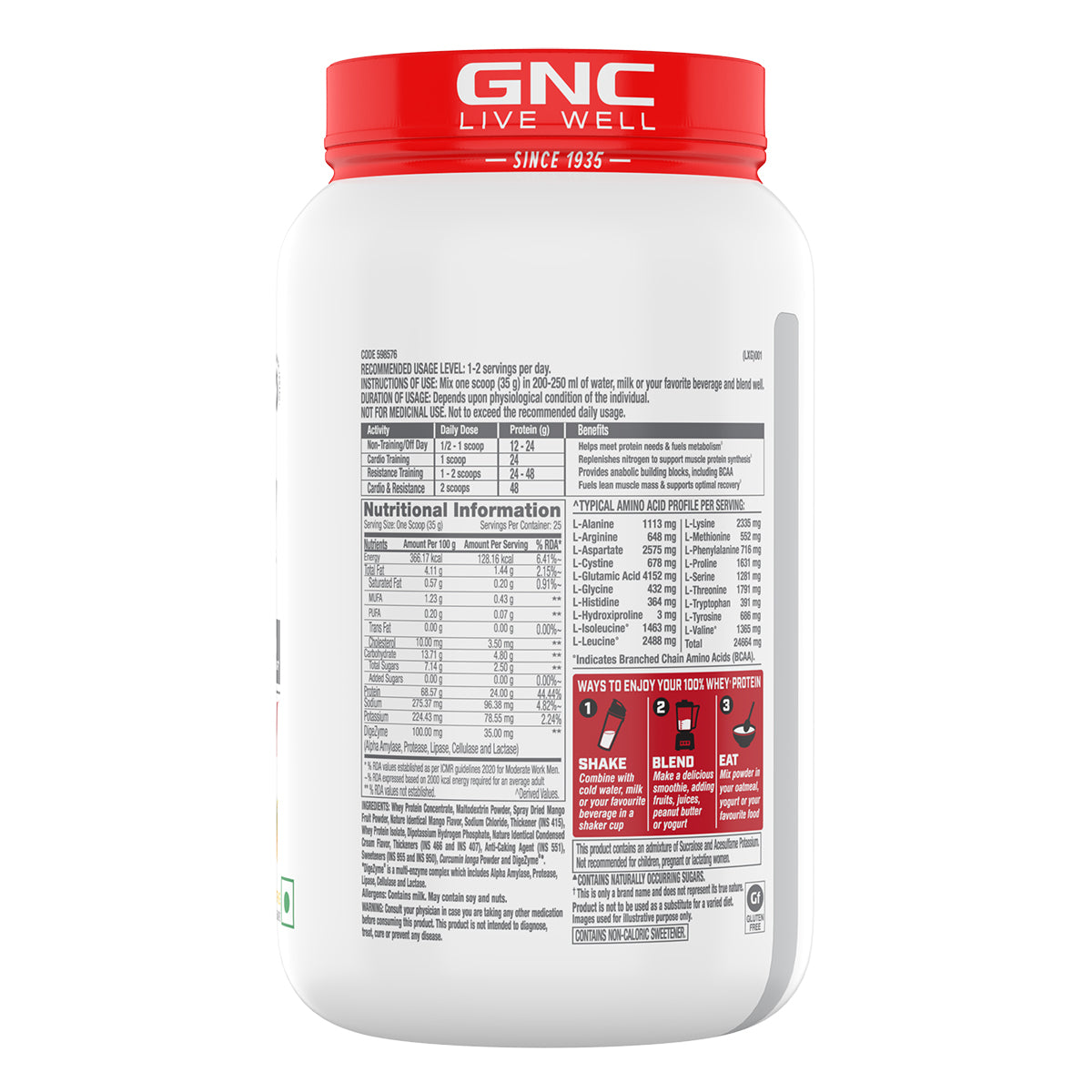 GNC Pro Performance 100% Whey Protein - Faster Recovery & Lean Muscle Gains | Informed Choice Certified