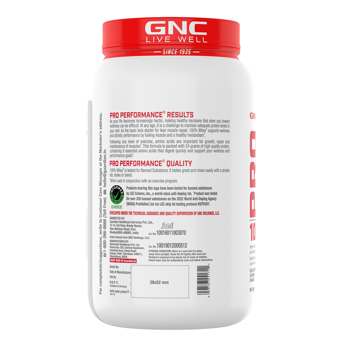 100% Whey Protein - 1 lbs - Faster Recovery & Lean Muscle Gains | Informed Choice Certified