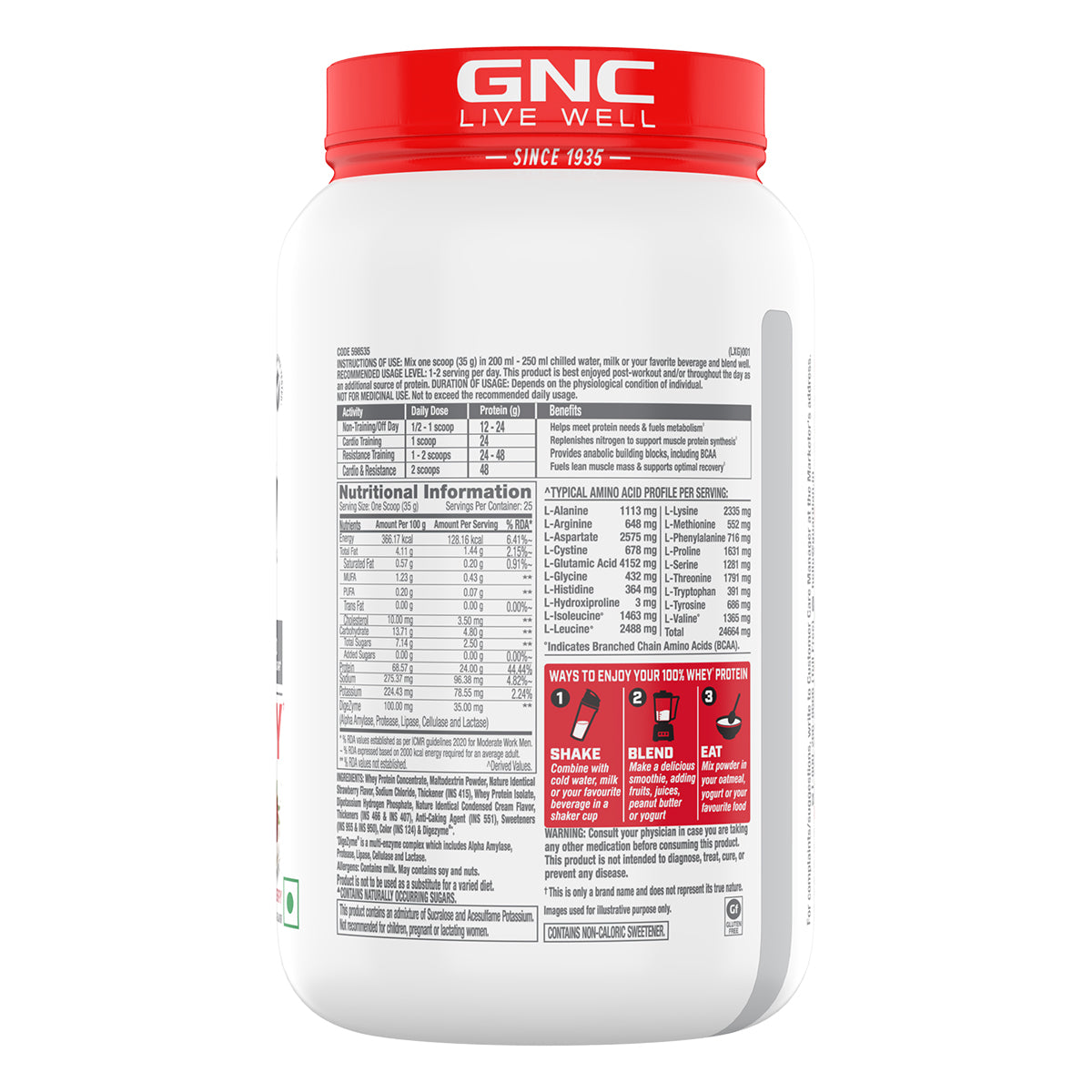 GNC Pro Performance 100% Whey Protein - Faster Recovery & Lean Muscle Gains | Informed Choice Certified