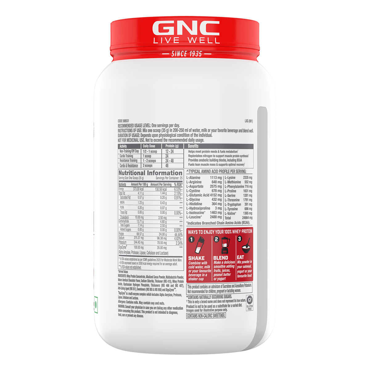 GNC Pro Performance 100% Whey Protein - Faster Recovery & Lean Muscle Gains | Informed Choice Certified