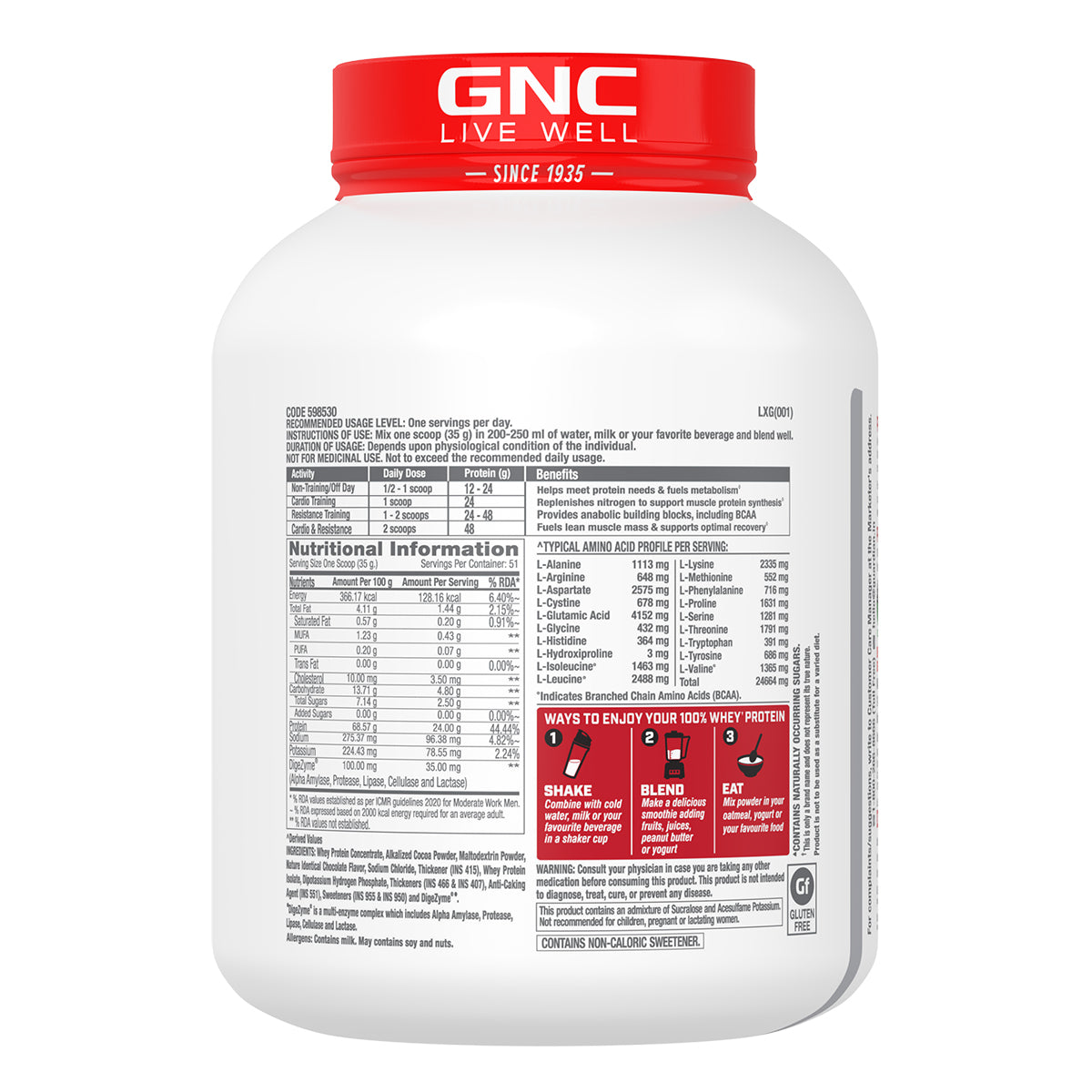 GNC Pro Performance 100% Whey Protein With Triple Strength Fish Oil - 