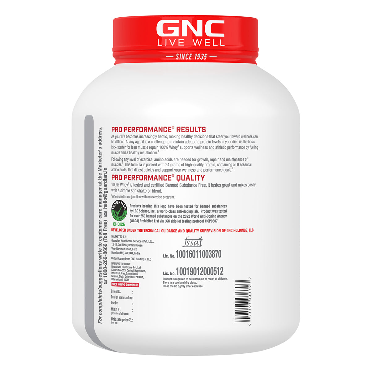 GNC Pro Performance 100% Whey Protein - Chocolate Fudge 4Lbs - Clearance Sale - Faster Recovery & Lean Muscle Gains | Informed Choice Certified