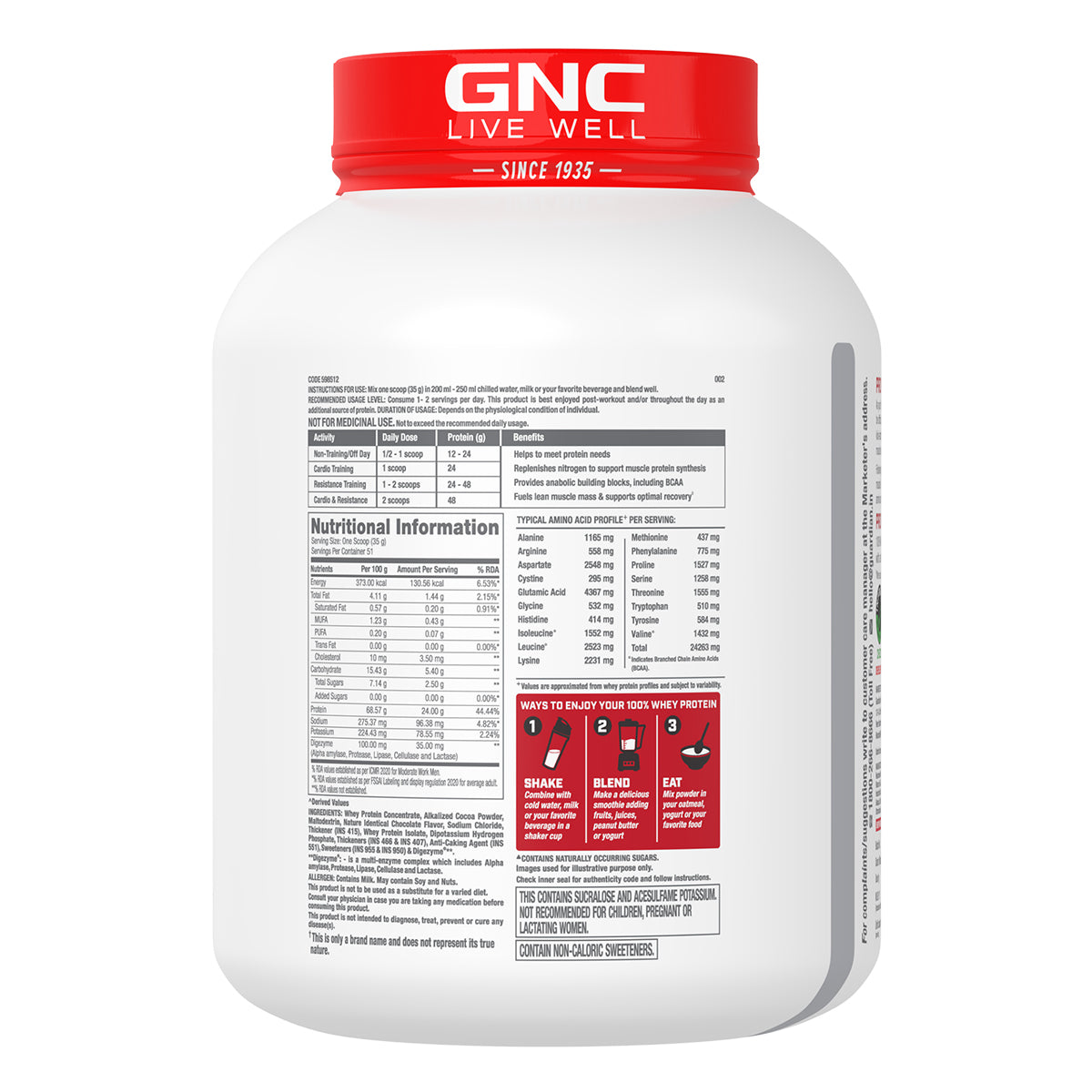 GNC Pro Performance 100% Whey Protein - Faster Recovery & Lean Muscle Gains | Informed Choice Certified