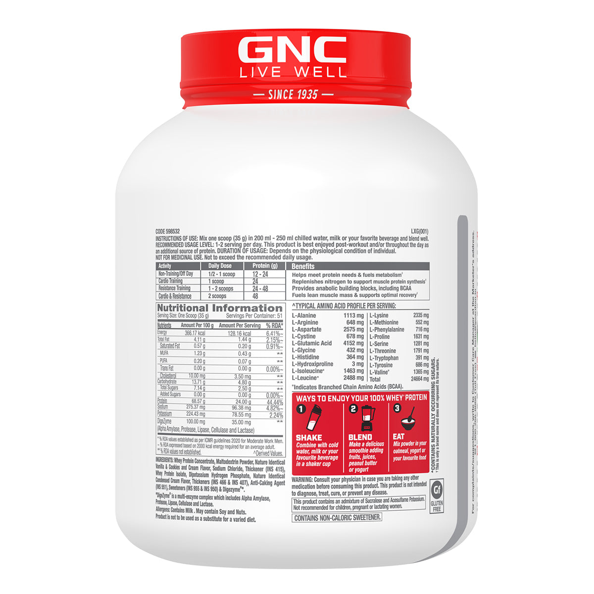 GNC Pro Performance 100% Whey Protein - Faster Recovery & Lean Muscle Gains | Informed Choice Certified