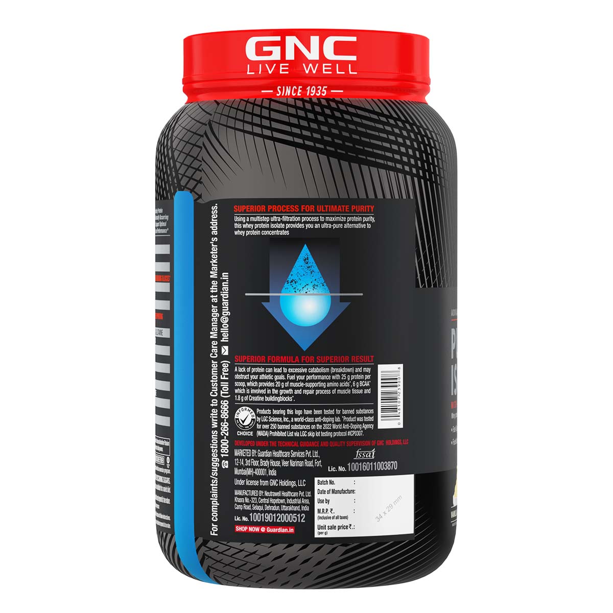 GNC AMP Pure Isolate (Low/Zero Carb) - Advanced Muscle Building To Amplify Muscle Performance | Informed Choice Certified