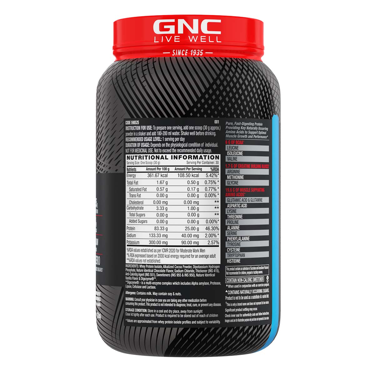 GNC AMP Pure Isolate (Low/Zero Carb) - Advanced Muscle Building To Amplify Muscle Performance | Informed Choice Certified