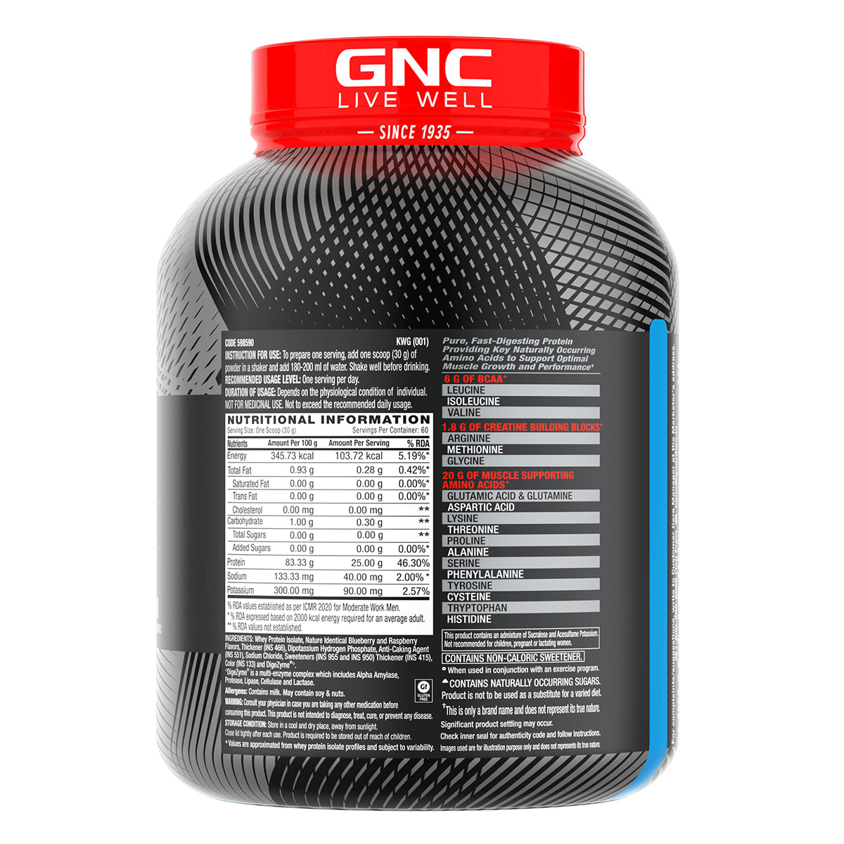 GNC AMP Pure Isolate (Low/Zero Carb) - Advanced Muscle Building To Amplify Muscle Performance | Informed Choice Certified