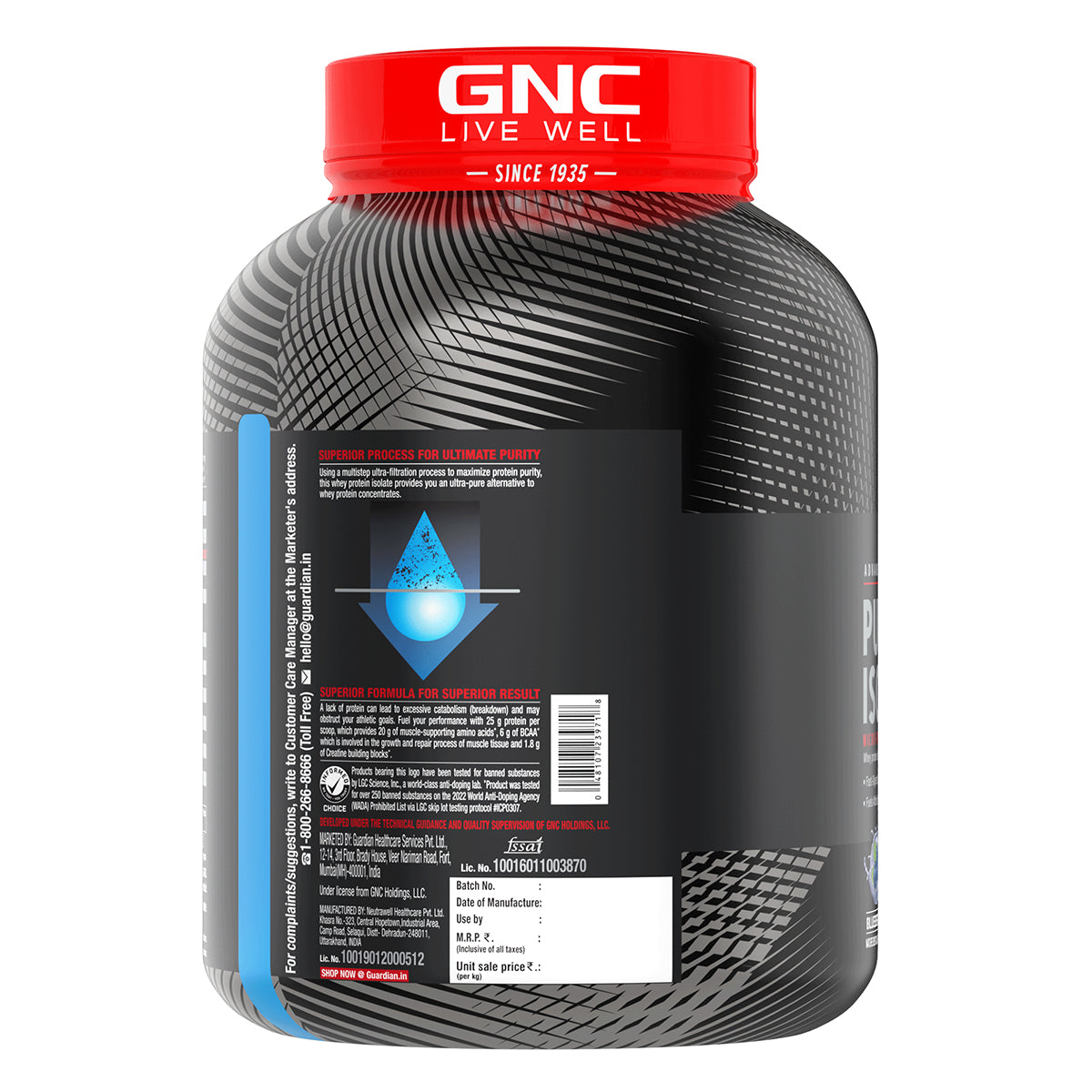 GNC AMP Pure Isolate (Low/Zero Carb) With Gym Bag - Advanced Muscle Building To Amplify Muscle Performance | Informed Choice Certified