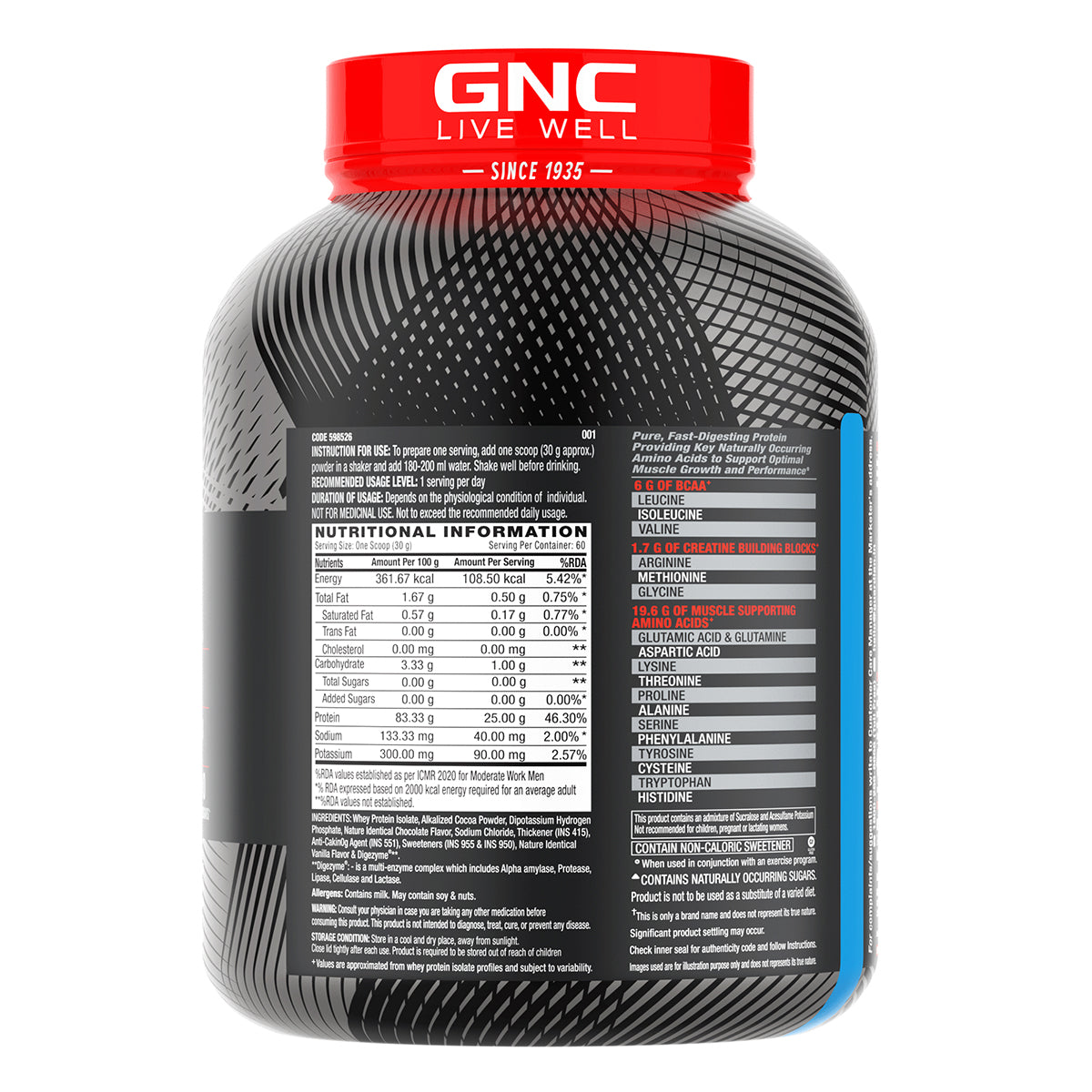 GNC AMP Pure Isolate (Low/Zero Carb) - Advanced Muscle Building To Amplify Muscle Performance | Informed Choice Certified