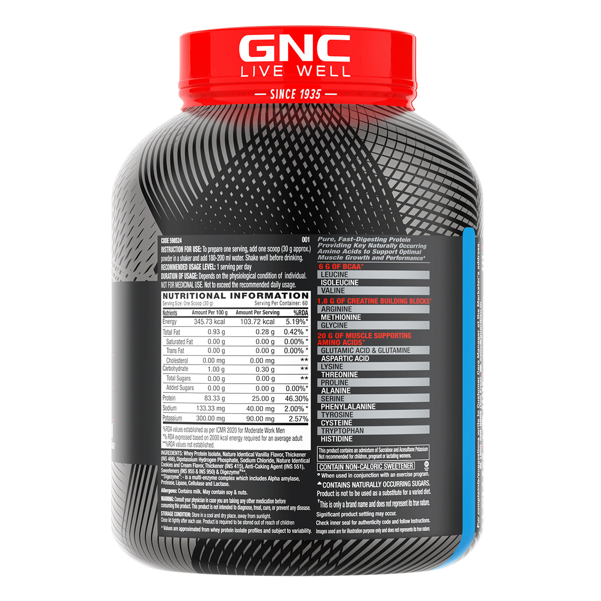 GNC AMP Pure Isolate (Low/Zero Carb) With Gym Bag - Advanced Muscle Building To Amplify Muscle Performance | Informed Choice Certified