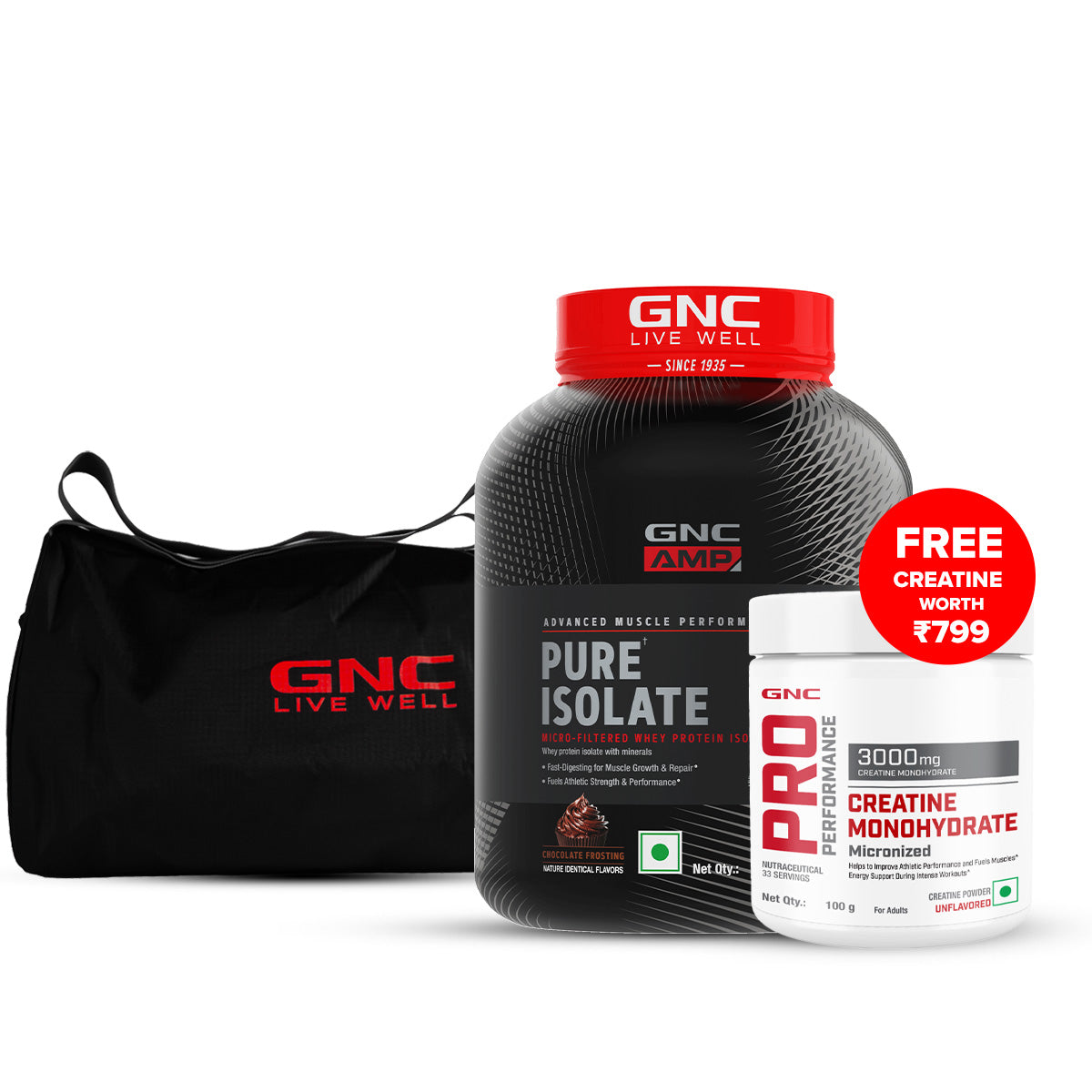 Intense Workout Performance Kit -  | Pure Isolate with Gym Bag & Free Creatine| Boosts Athletic Performance | DigeZyme® For Easy Digestion | Supports Intense Workout