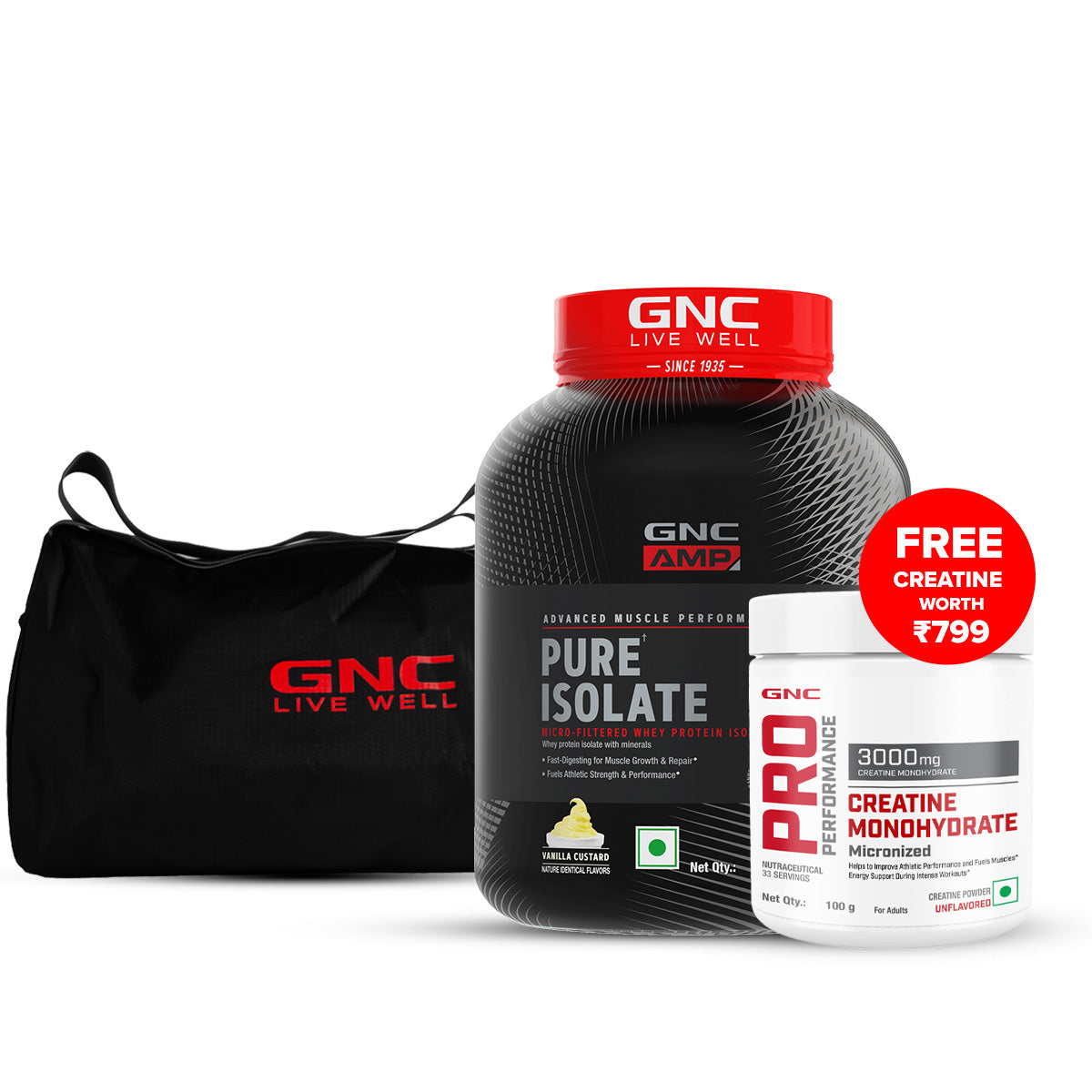 Intense Workout Performance Kit -  | Pure Isolate with Gym Bag & Free Creatine| Boosts Athletic Performance | DigeZyme® For Easy Digestion | Supports Intense Workout