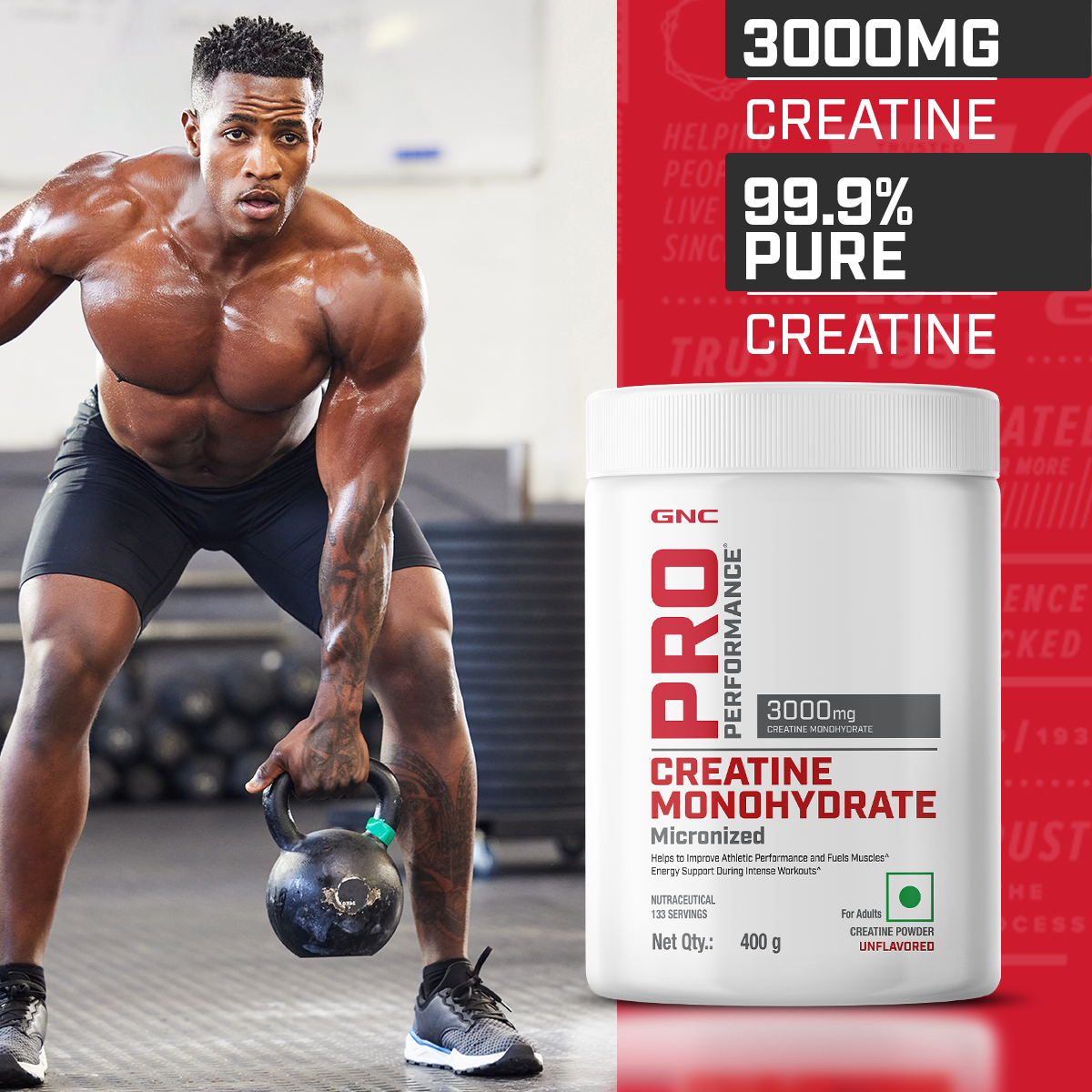 GNC Pro Performance Creatine Monohydrate - Powerful Muscle Pump for Intense Workout