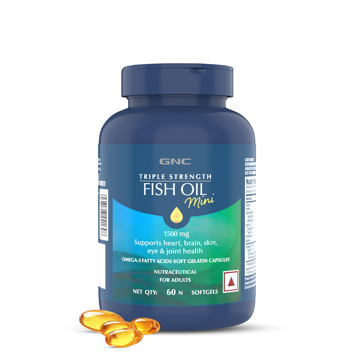 GNC Triple Strength Fish Oil Mini - Omega 3 Capsules | For Healthy Cholesterol Levels, Improved Focus, Healthy Vision & Joint Comfort