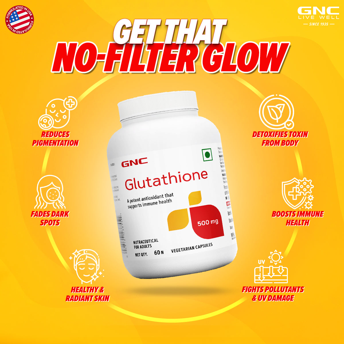 GNC L Glutathione 60 Capsules GNC India