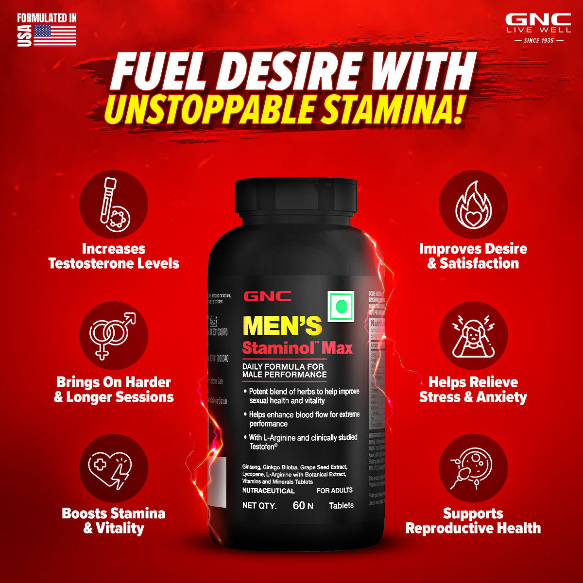 GNC Men s Staminol Max 60 Tablets GNC India