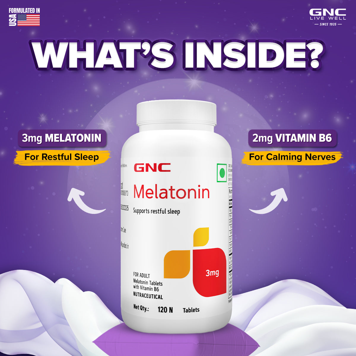 Melatonin - With Vitamin B6 Tablets - Promotes Restful Sleep & Relaxation