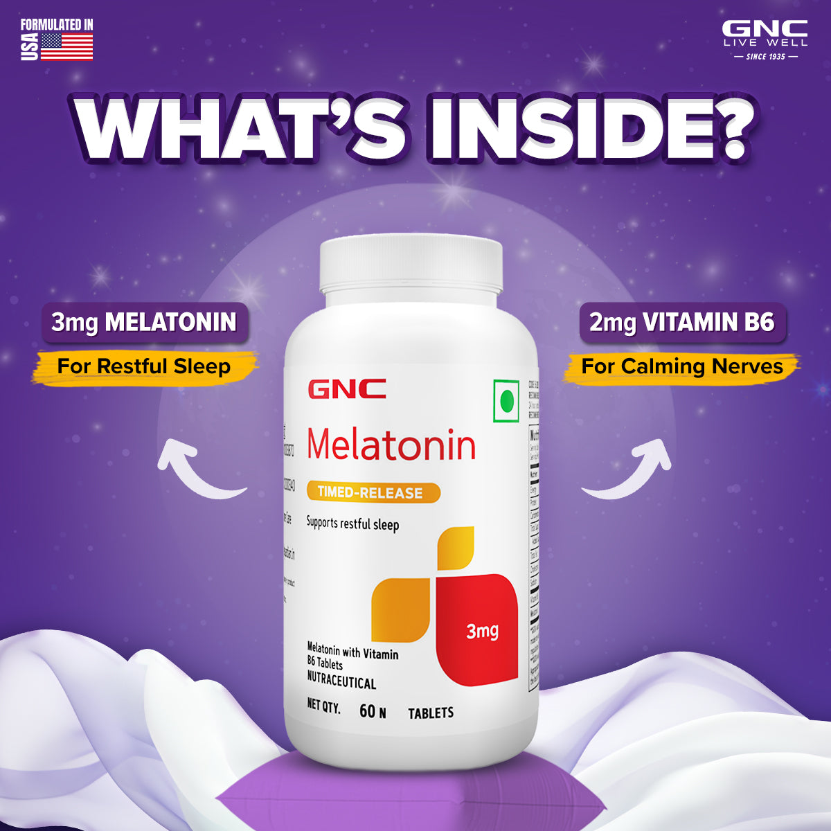 Melatonin - With Vitamin B6 Tablets - Promotes Restful Sleep & Relaxation