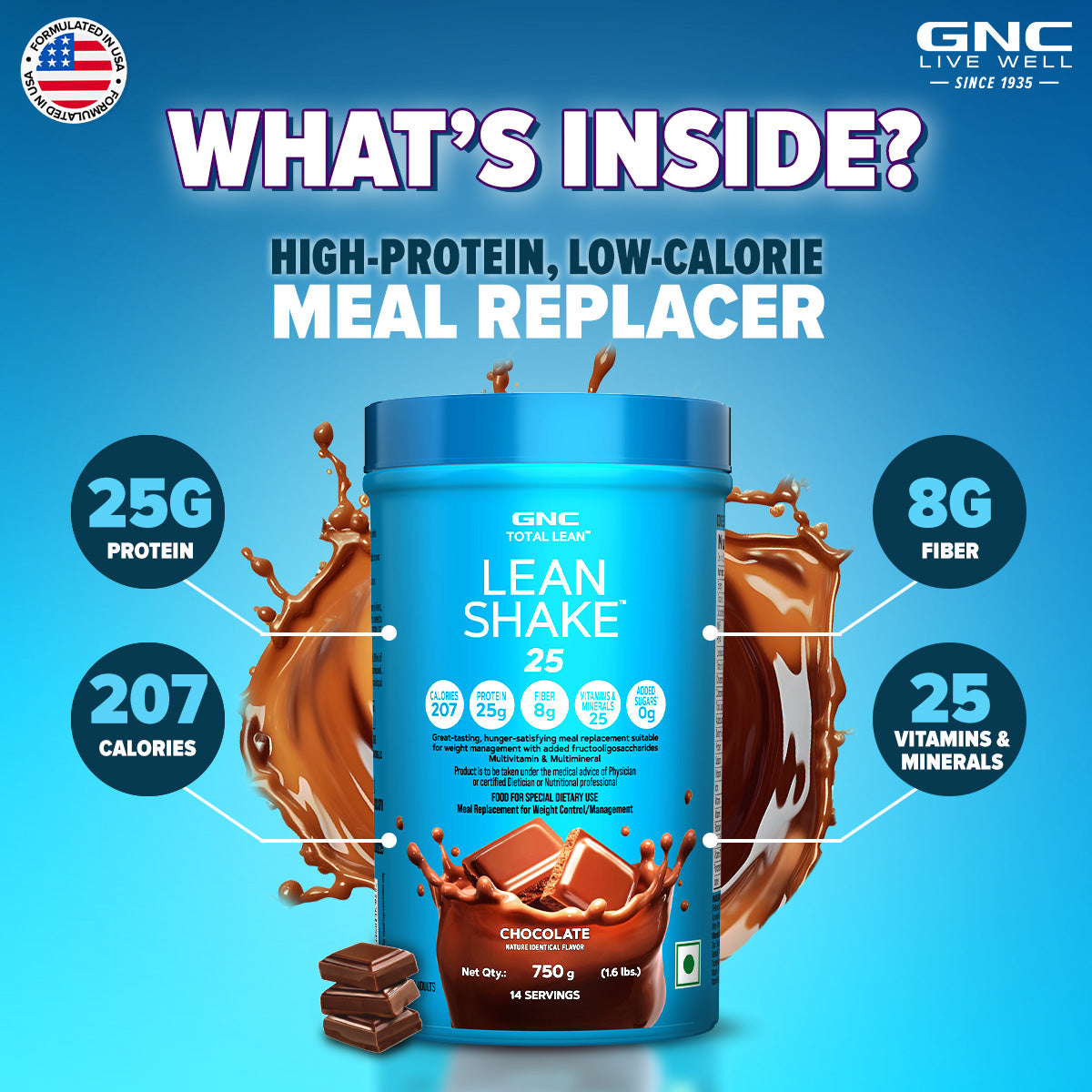 GNC Total Lean® Lean Shake™ 25 - Healthy Weight-Loss Meal Replacer with Balanced Nutrition