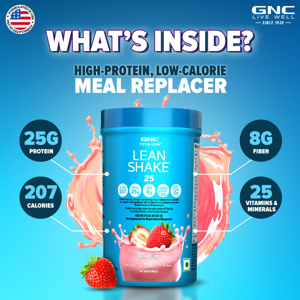 GNC Total Lean® Lean Shake™ 25 - Clearance Sale - Healthy Weight-Loss Meal Replacer with Balanced Nutrition