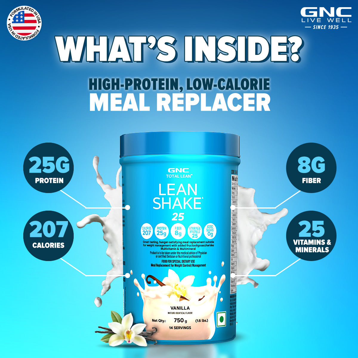 GNC Total Lean® Lean Shake™ 25 - Healthy Weight-Loss Meal Replacer with Balanced Nutrition