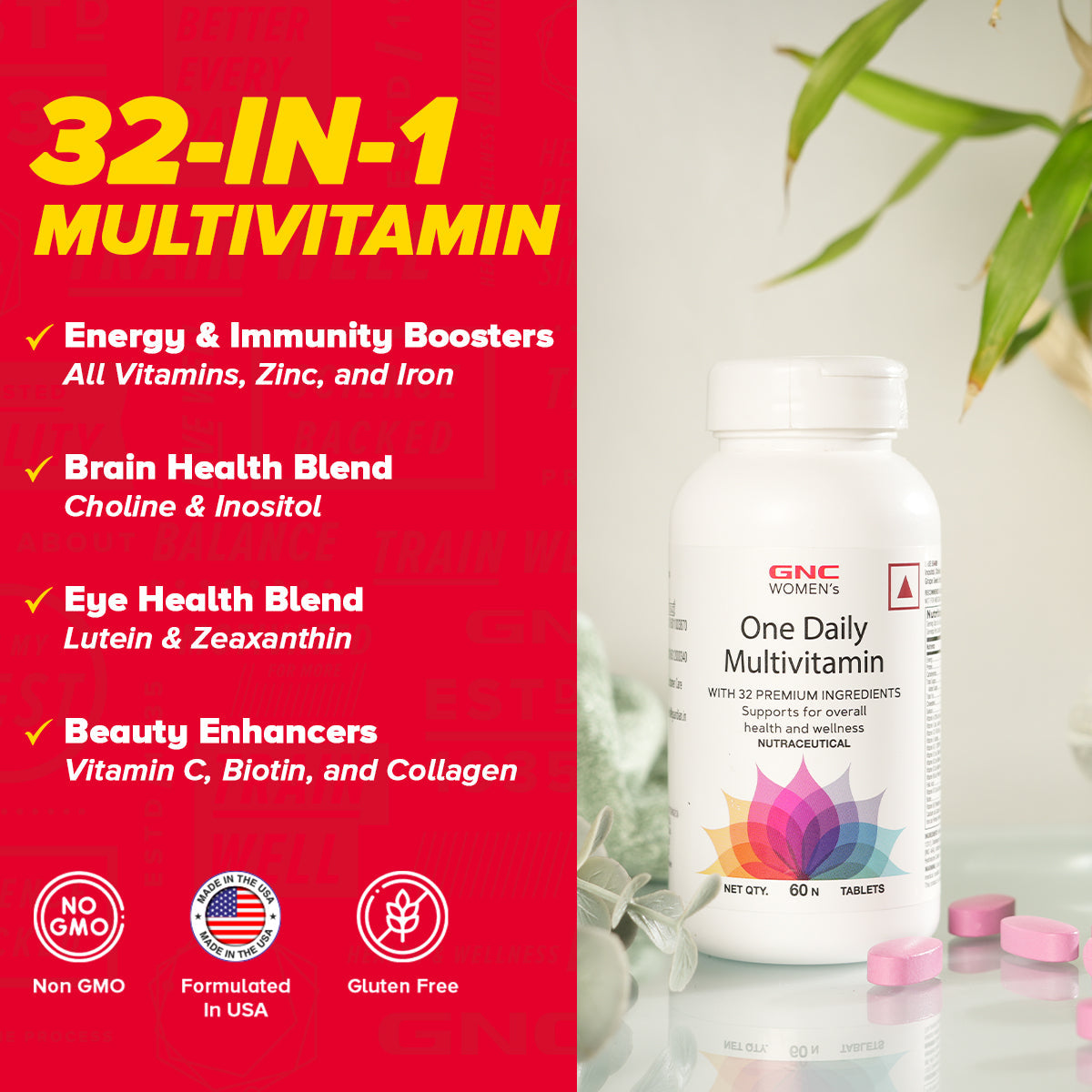 GNC Womens One Daily Multivitamin - Improves Energy, Immunity, Skin and Overall Health