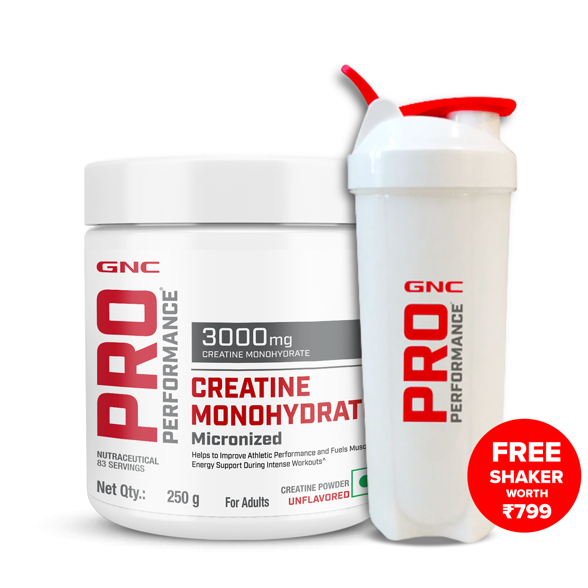 GNC Pro Performance Creatine Monohydrate - Powerful Muscle Pump for Intense Workout