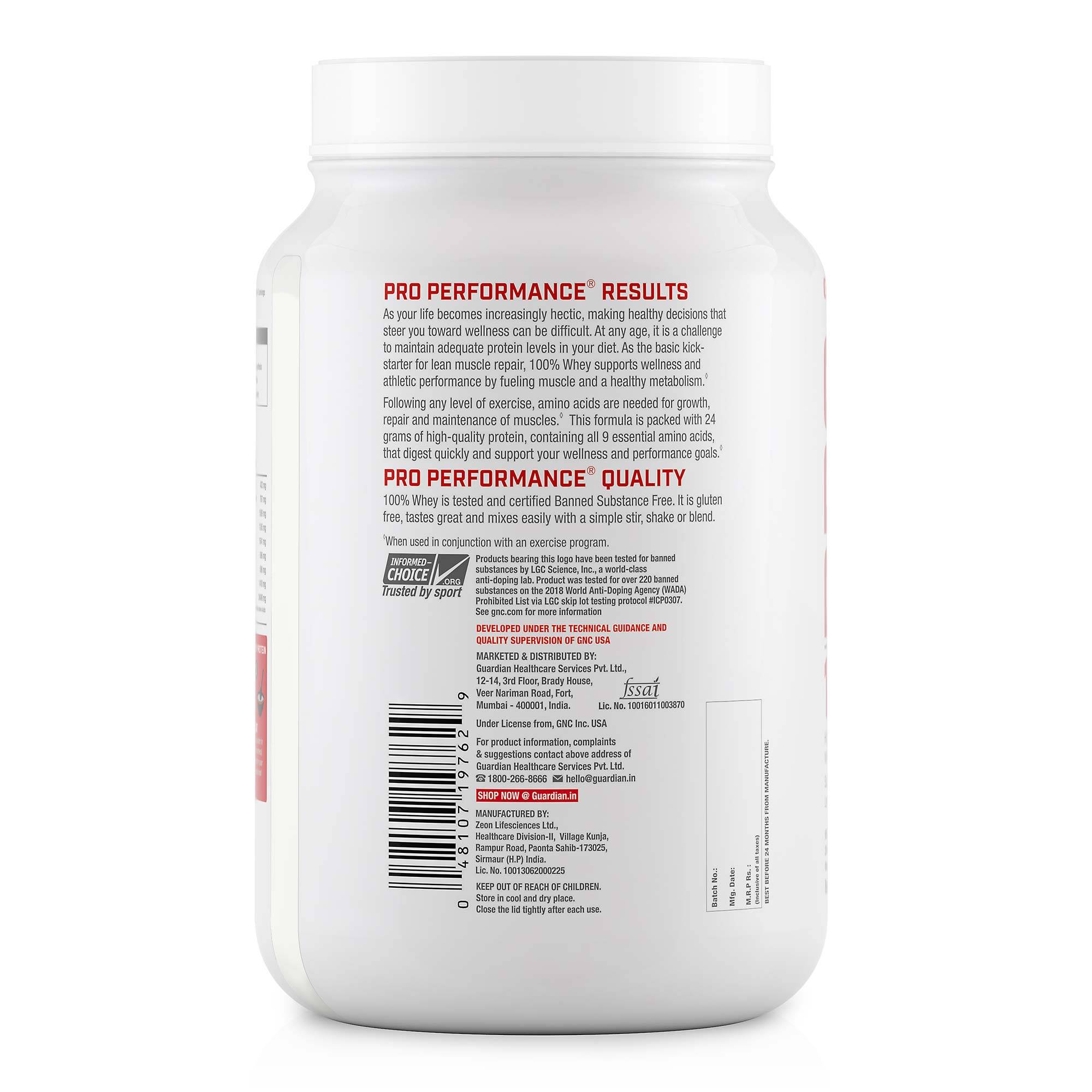 GNC Pro Performance 100% Whey Protein - 2.2 lbs, 1 kg - 